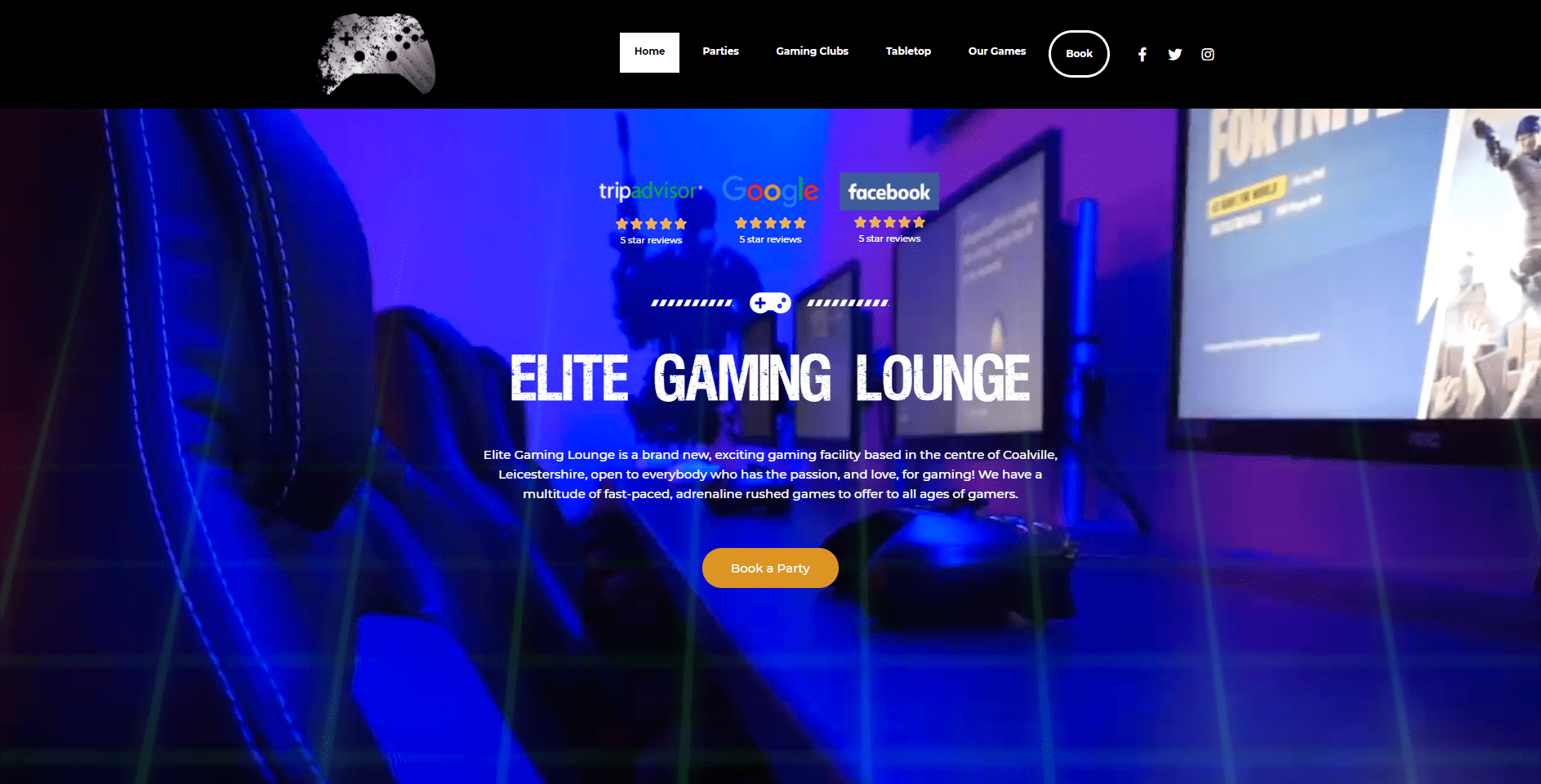 Elite Gaming Lounge Website - Michael Webster Graphic Designer