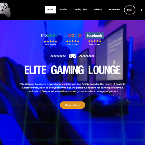Elite Gaming Lounge Website - Michael Webster Graphic Designer