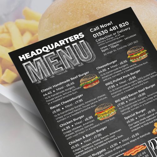 HQ Diner Menu Flyers - Michael Webster Graphic Designer